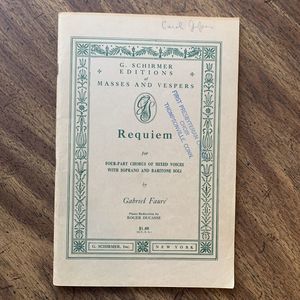Requiem Gabriel Faure SATB Choral Sheet Music, Soli Soprano & Baritone, Piano